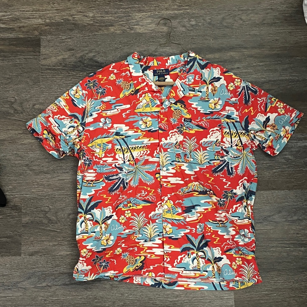 Polo Ralph Lauren  Red Tropical Print Shirt
